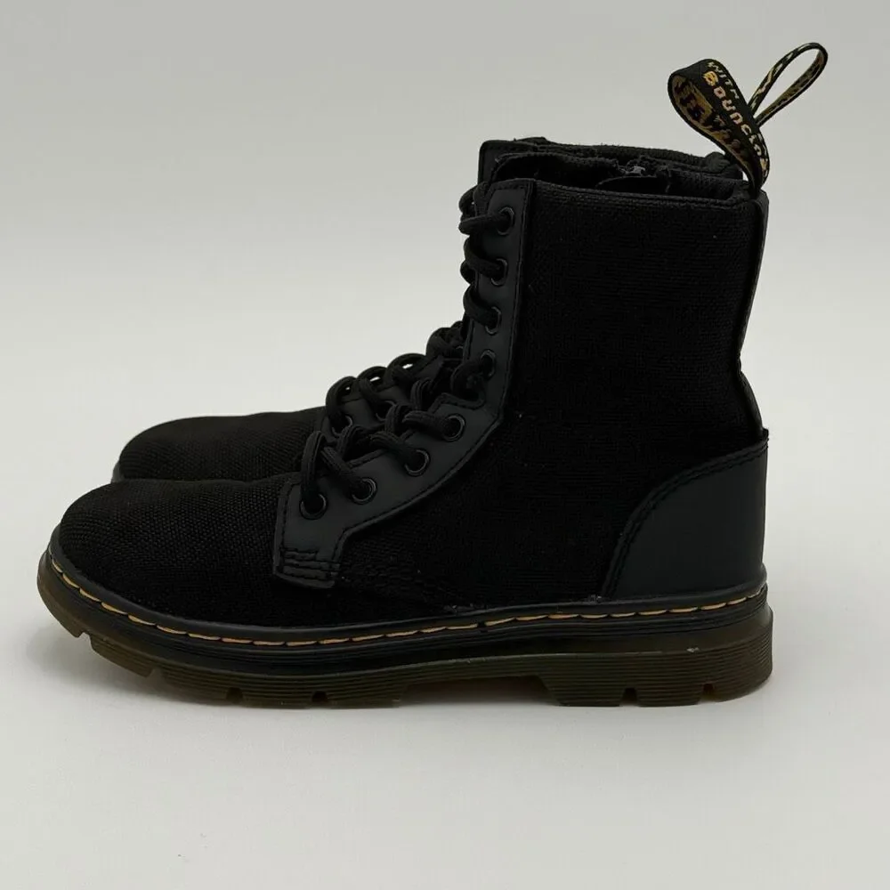 Dr. Martens Docs Combs Junior Boots Side Zip Canvas and Leather Lace Up - Kids U